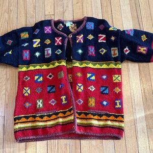 Alphabet Wool Cardigan sweater by ‘the territory ahead’